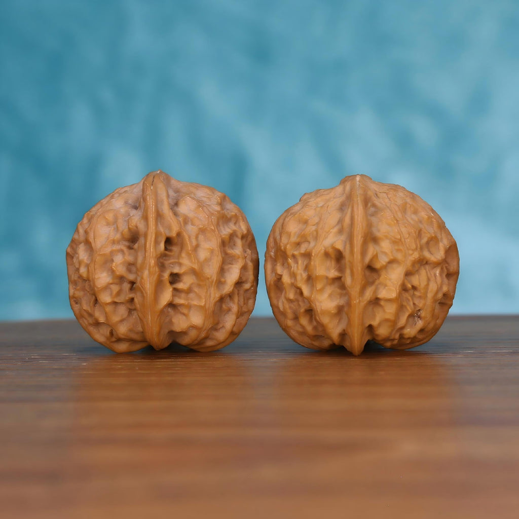 CWY12 Wu-Ming matched walnut pair on wooden surface – high-altitude botanical artifacts