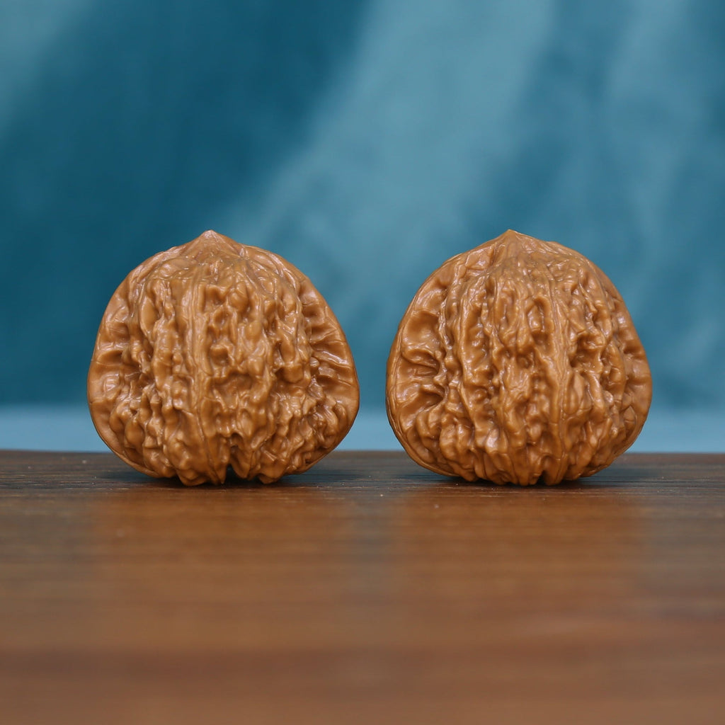 Pair of 5959 wenwan walnuts with raised branching ridges
