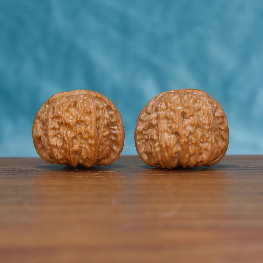 Shi-Zi-Tou Lion's Head walnut set side profile – compact 36mm pocket sanctuary EDC by mistbodhi