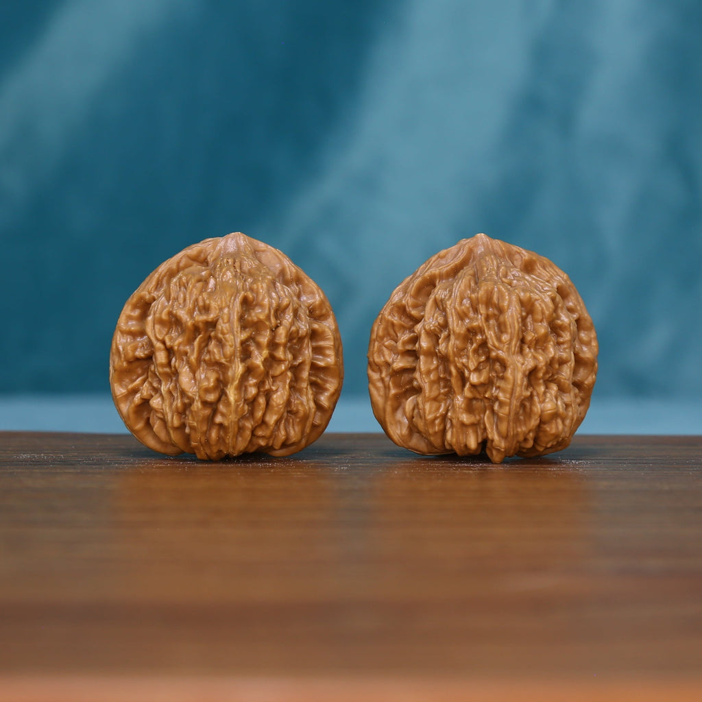 Pair of 6127 Balanced Pair wenwan walnuts with deep branching ridges
