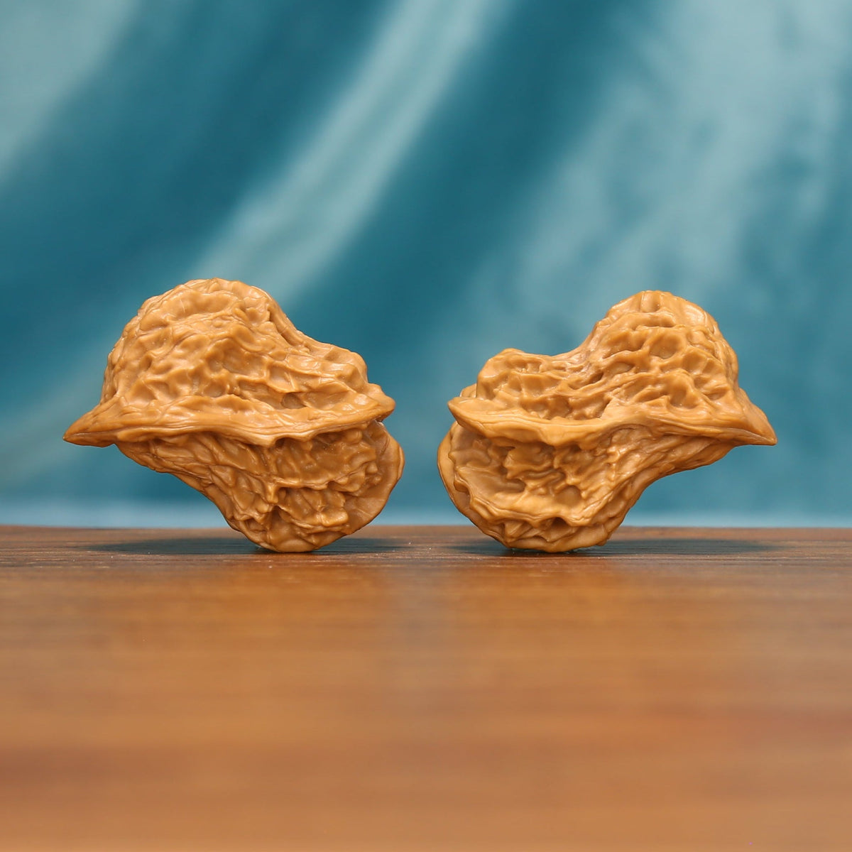 The Longform Twins L36 walnuts, side view showing layered organic contours
