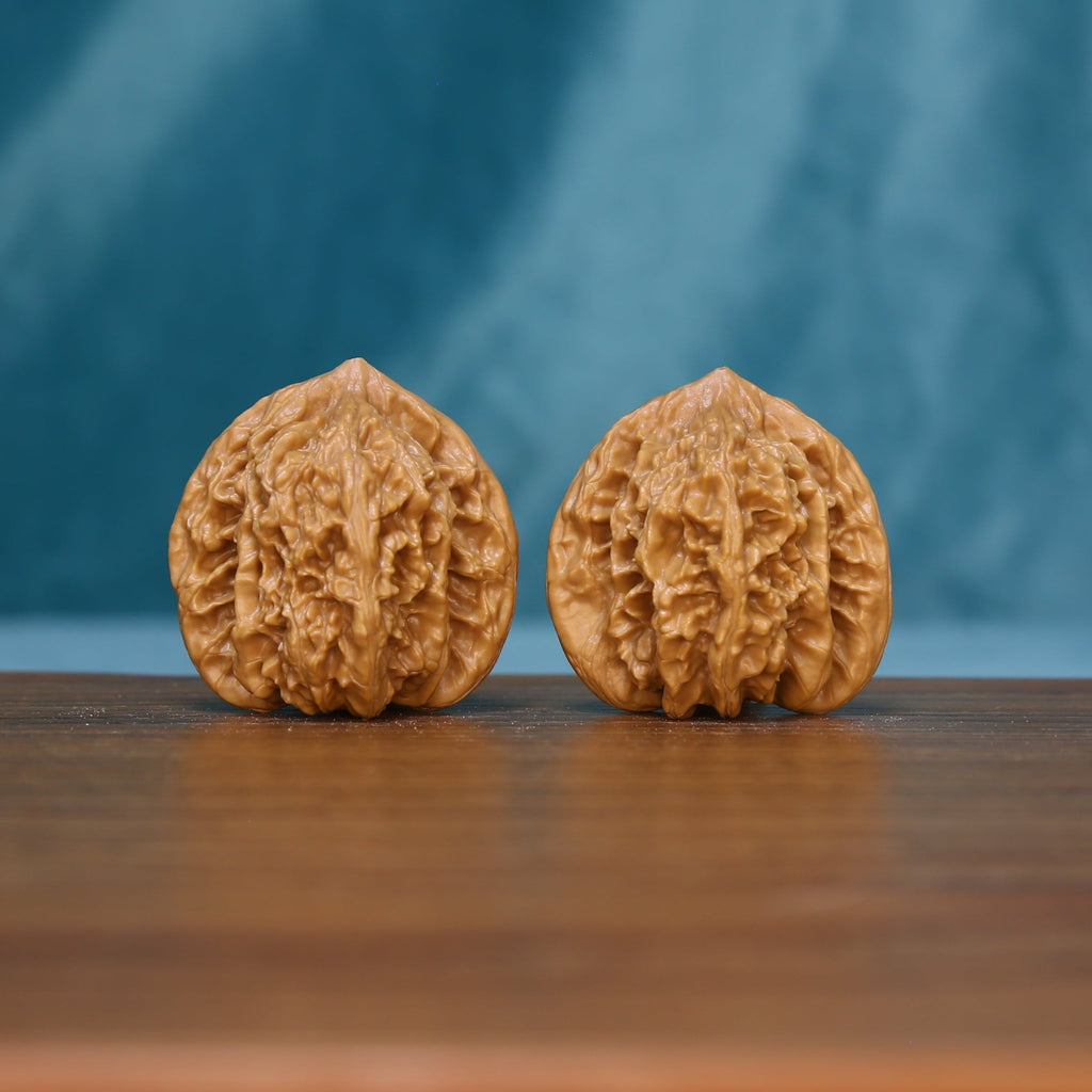 Pair of 6157 Deep Furrow wenwan walnuts with deep branching grooves
