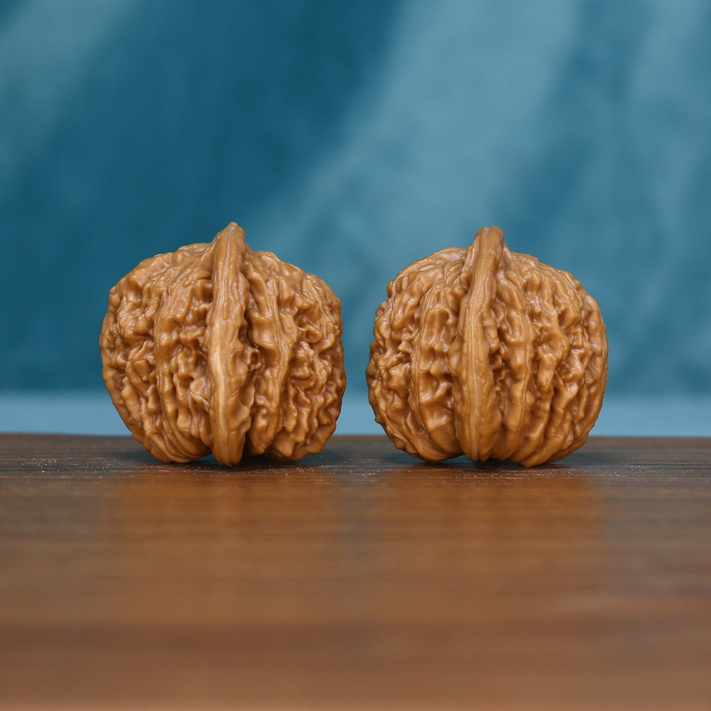 Reverse view of the 6123 wenwan walnut pair with branching grooves
