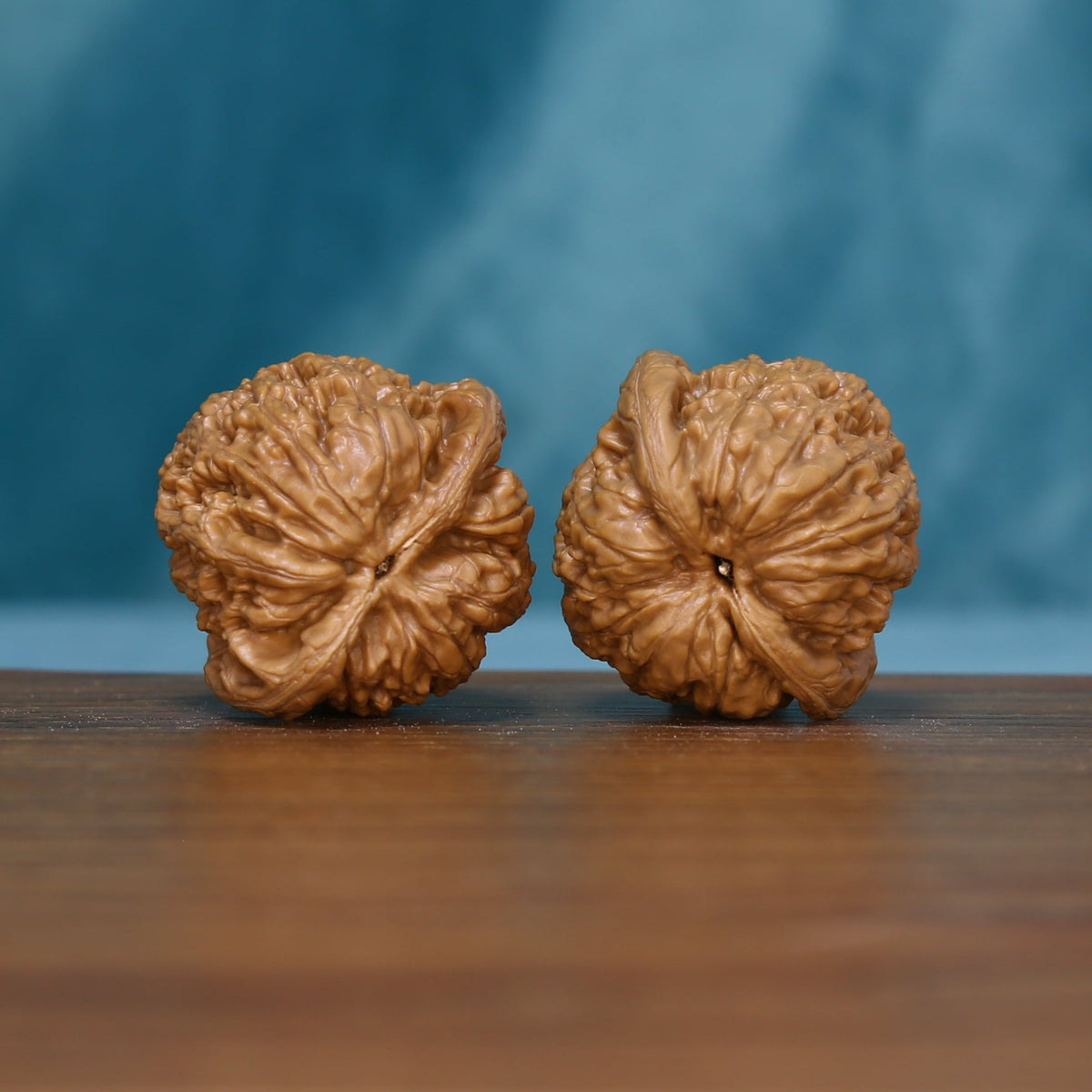 Base view of the 6111 wenwan walnut pair showing radiating ridges
