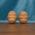 Pair of L42 Layered Crest wenwan walnuts with raised bands across their centers

