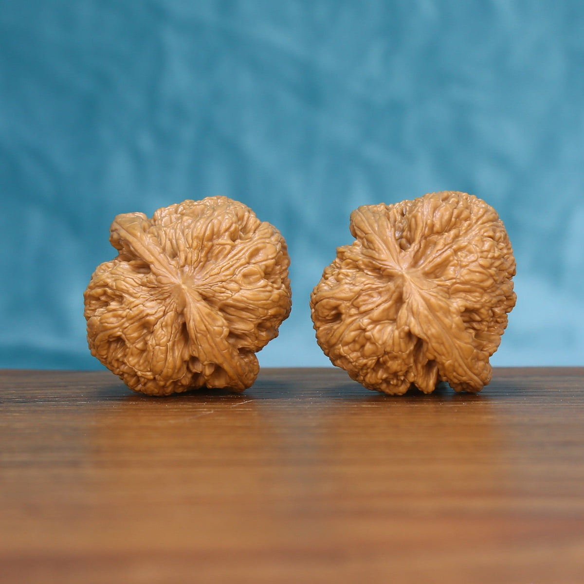 Side profile of the 6034 General wenwan walnut pair showing height and deep edge texture
