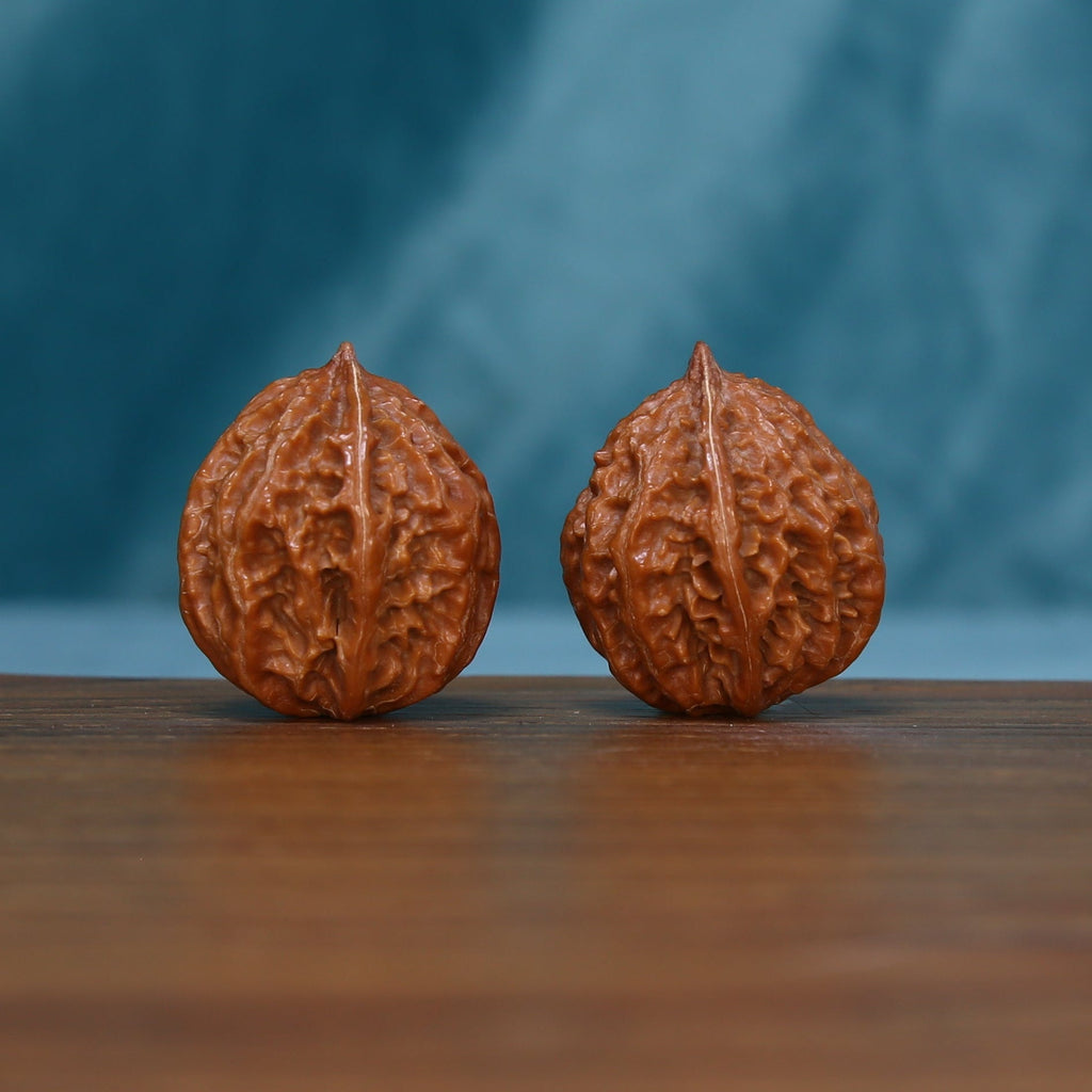 Reverse view of the 244 wenwan walnut pair with branching grooves
