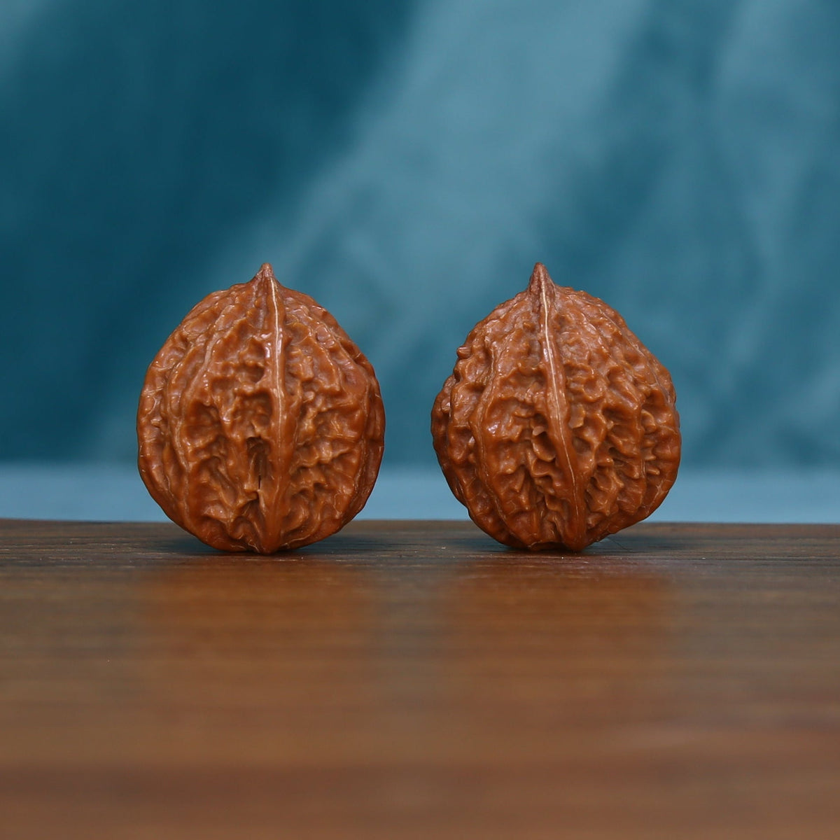 Reverse view of the 244 wenwan walnut pair with branching grooves
