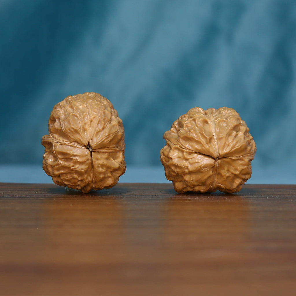 Reverse view of the S1314 Iron-Skin Three-Ridge wenwan walnut pair
