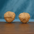 Pair of L41 Three-Ridge Iron Walnuts showing raised ridges and branching grooves
