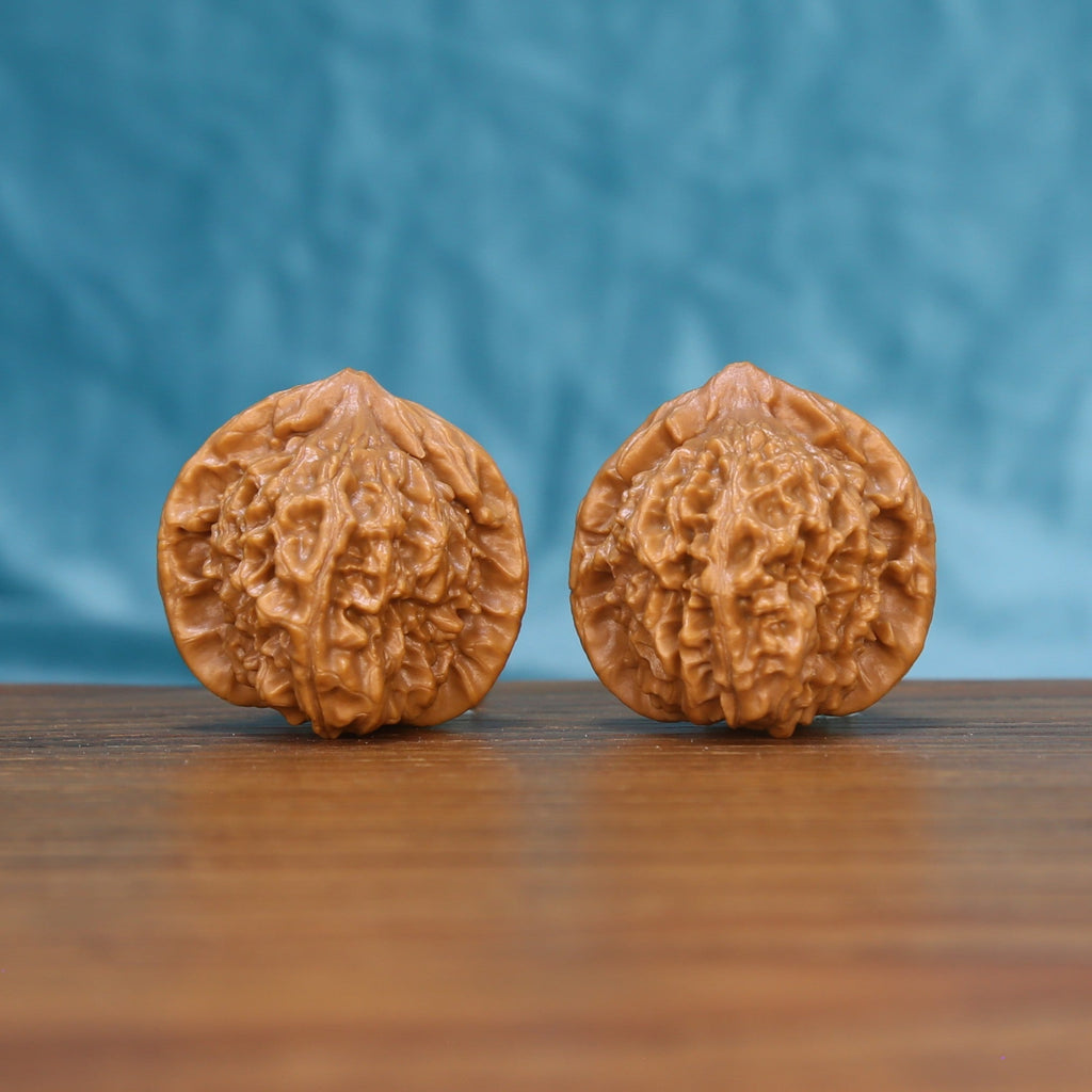 Qinhuangdao Ingot wenwan walnut pair 6099 shown side by side, front view of the matched form
