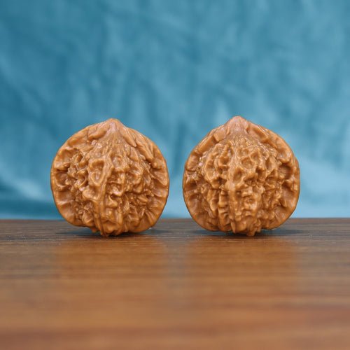 Qinhuangdao Ingot wenwan walnut pair 6099 shown side by side, front view of the matched form
