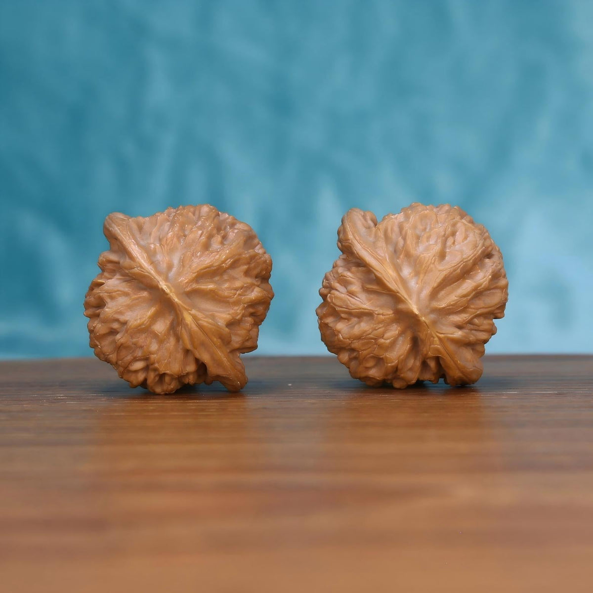 Single Gong-Deng wenwan walnut bottom view on wooden surface – natural base and lantern texture detail